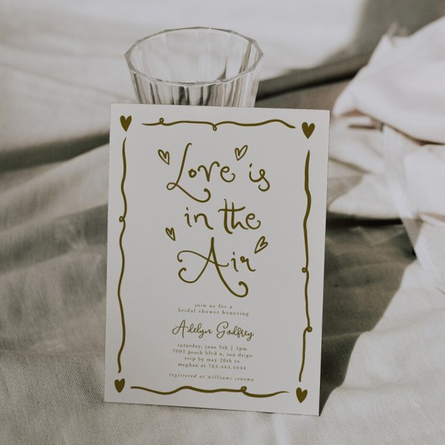 Convites Amor Excêntrico no Ar Chá de Noiva Creme (Criador carregado)