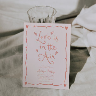 Convites Amor Excêntrico no Ar Chá de Noiva Pêssego