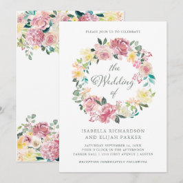 Convites Amor Feliz | Casamento Floral Cor-de-Água Rosa