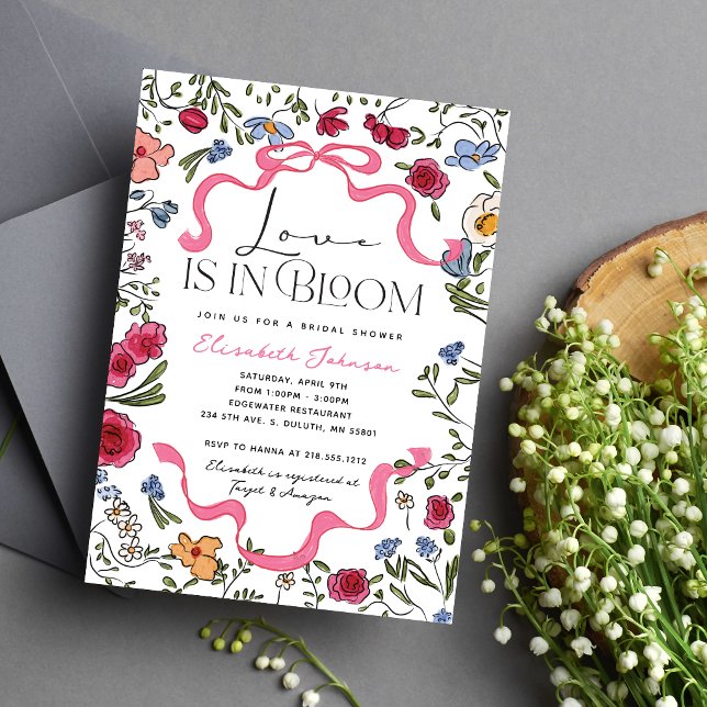 Convites Amor Floral em Flor Chá de Noiva (Floral Love is in Bloom Bridal Shower Invitation)