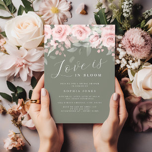 Convites Amor Floral em Flor Rosa Beije Casamento