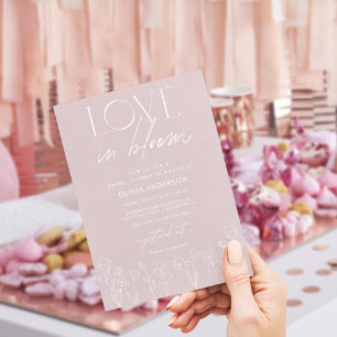 Convites Amor Floral Moderno em Bloom Chá de panela Invitat
