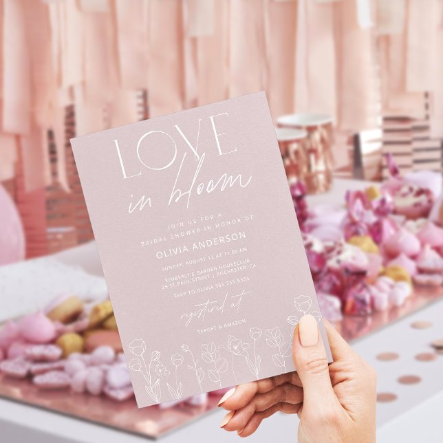 Convites Amor Floral Moderno em Bloom Chá de panela Invitat (Criador carregado)