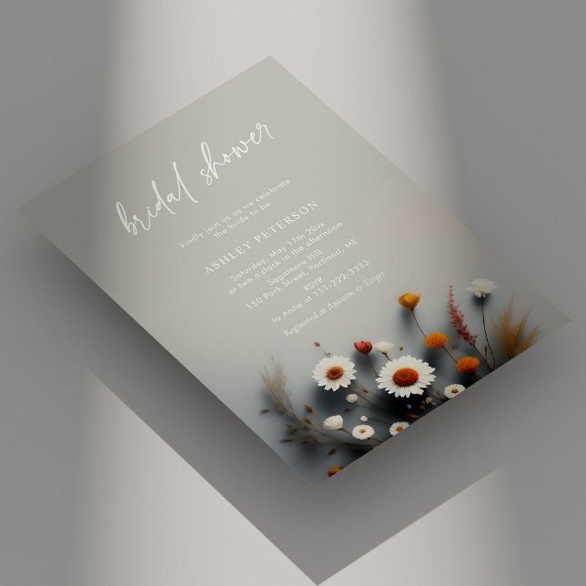 Convites Amor florescente: Chá de panela de flor selvagem ú (Blooming Love: Unique Wildflower Bridal Shower Invitation Personalized)