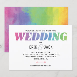 Convites Amor ganha Casamento Rainbow Watercolor