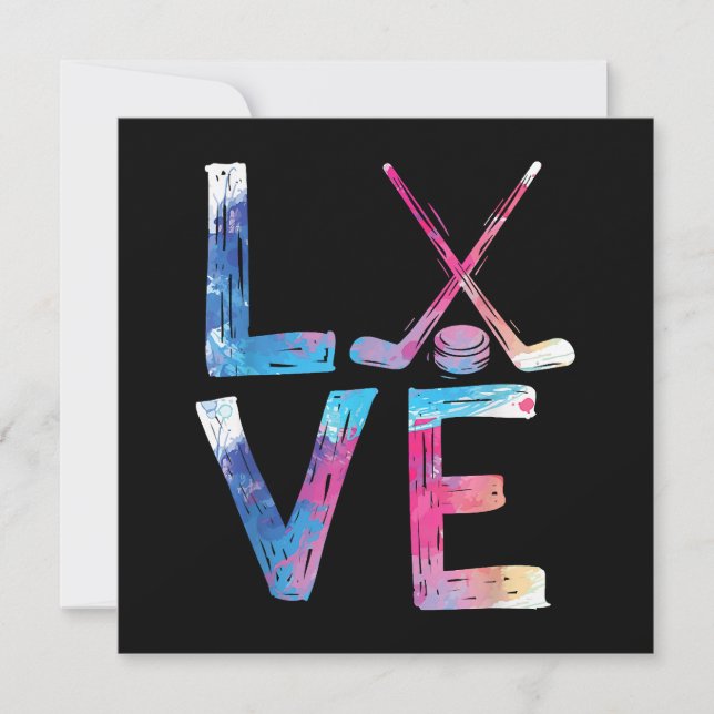 Convites Amor Garotas de Hóquei no Gelo Dão Presentes Mulhe (Frente)