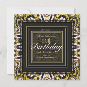 Convites Amor mágico Luz Dourada Preta Brilhante 50º Aniver