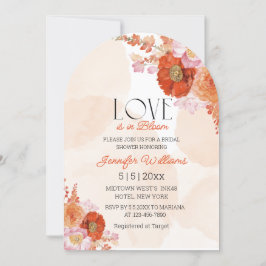 Convites amor na arca floral de chá de panela cor de laranj