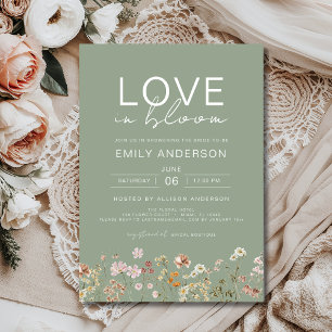 Convites Amor no Bloom Boho Wildflower Chá de panela