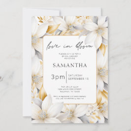 Convites Amor No Bloom Floral Border Chá de panela