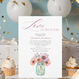 Convites Amor No Bloom Floral Mason Jar Chá de panela