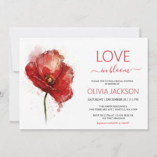 Convites Amor no Bloom Red Floral Chá de panela