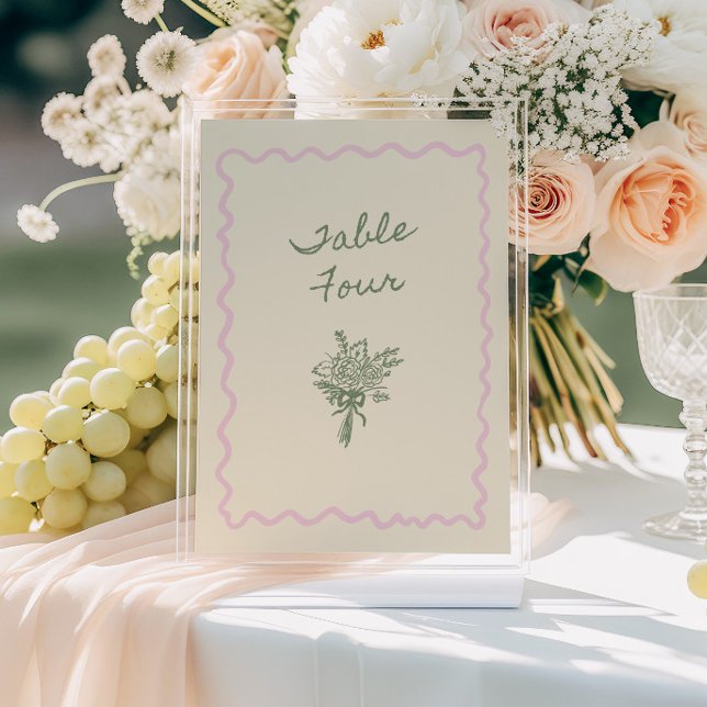 Convites Amor no Bloom Whimsical Mesa 4 Card manuscrito (Criador carregado)