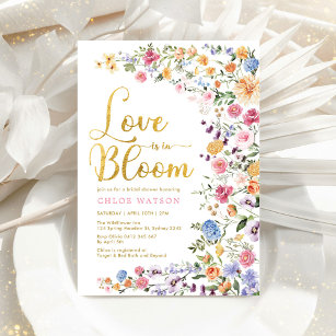 Convites Amor no Bloom Wildflower Meadow Chá de panela
