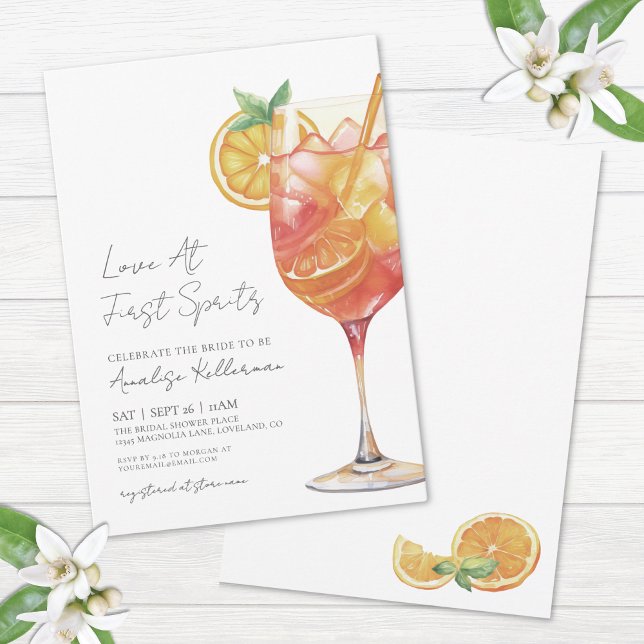 Convites Amor No Primeiro Chá de panela De Coquetel Spritz (Love At First Spritz Cocktail Bridal Shower Invitation)
