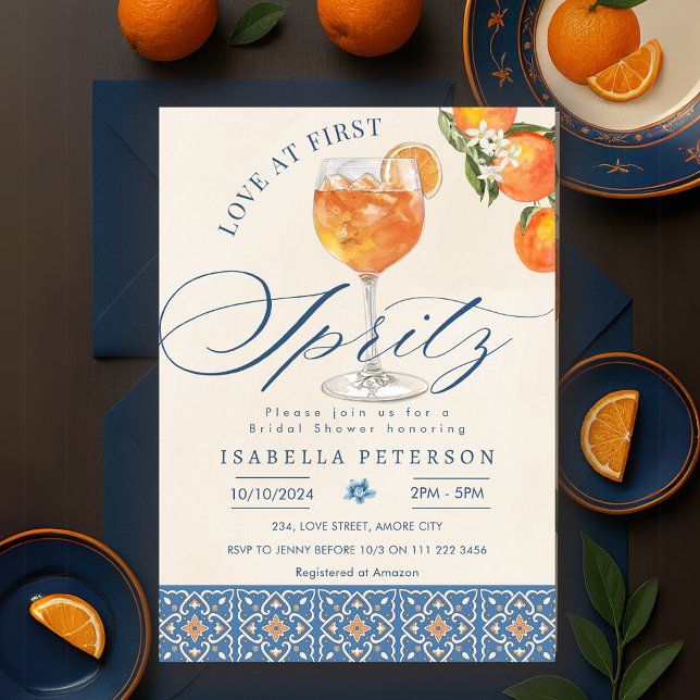 Convites Amor no Primeiro Chá de panela Italiano Spritz (Love at First Spritz Italian Bridal Shower Invitation)