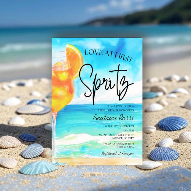 Convites Amor no Primeiro Chá de panela Spritz Amalfi (Love at First Spritz Bridal Shower Invitation)