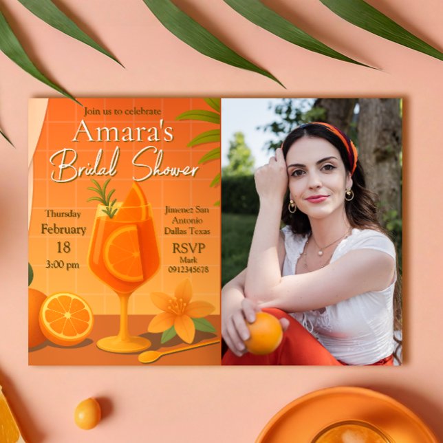 Convites Amor no primeiro Chá de panela Spritz com Foto (Love at first Spritz Bridal Shower with Photo Picture Landscape Invitation)