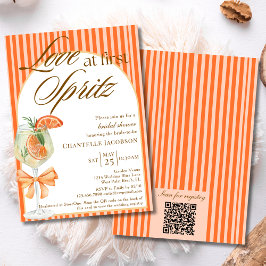 Convites Amor No Primeiro Spritz QR Code Orange Chá de pane