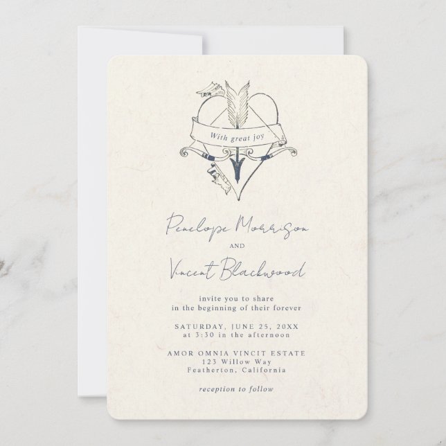 Convites AMOR OMNIA VINCIT Wedding Invitation (Frente)