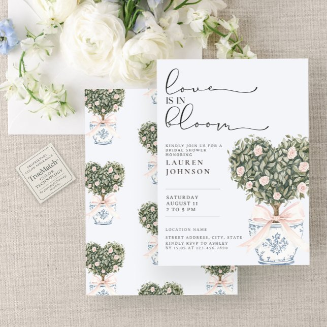 Convites Amor pelo Bloom Chinoiserie Blush Pink Chá de pane (Criador carregado)