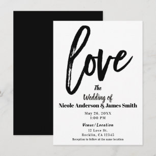 Convites AMOR Preto e Branco Moderno Script com Pincel Casa