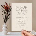 Convites Amor, Rir, Negro, Festa de Elopemento de Casamento<br><div class="desc">Marque o começo de sua eternidade com elegância usando nossa cinza de natas contemporâneas, a chamada de celebração do elopemento de casamento, "Rir de amor e feliz para sempre". Perfeito para os casais estendendo sua alegre ocasião, este convite exude sofisticação com uma sugestão de brincadeira, definindo o palco para um...</div>