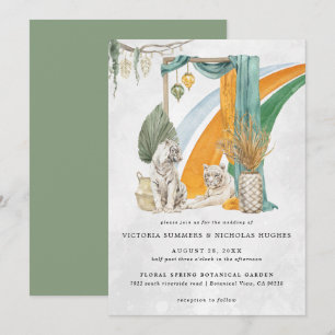 Convites Amor Selvagem Casamento Boho Macramê de Tigre Ve