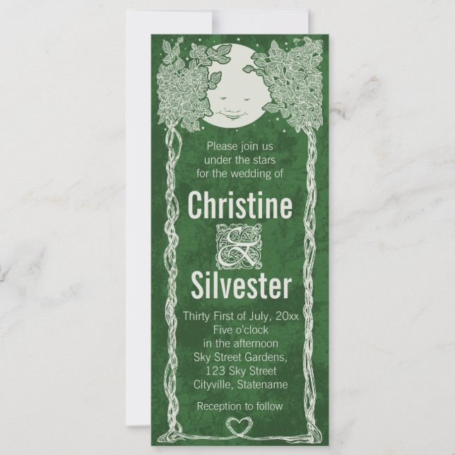 Convites Amor sob as estrelas, casamento (Frente)