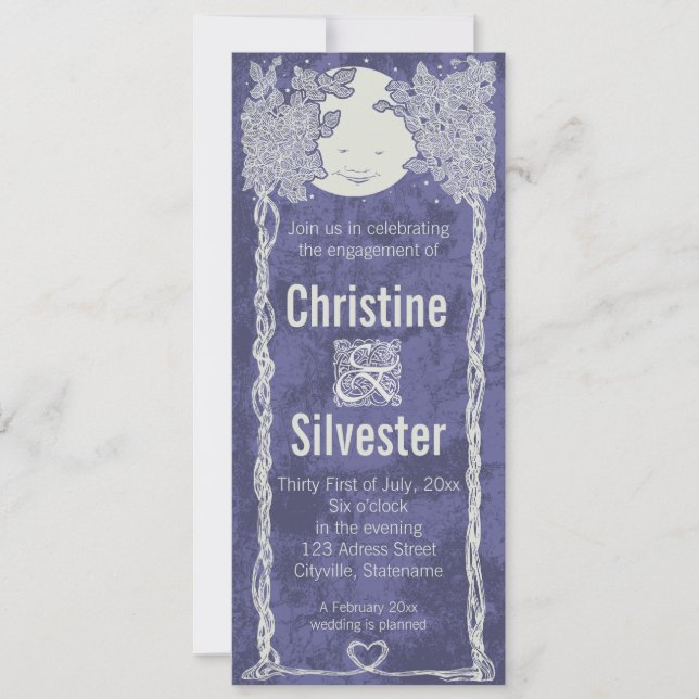 Convites Amor sob as estrelas, noivado (Frente)