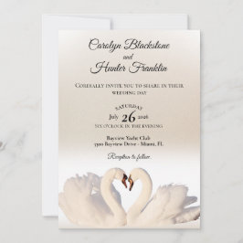 Convites Amor Swans em Casamento Branco e Creme