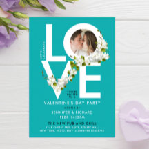 Amor Turquesa Elegante Foto Floral do Dia dos Namo