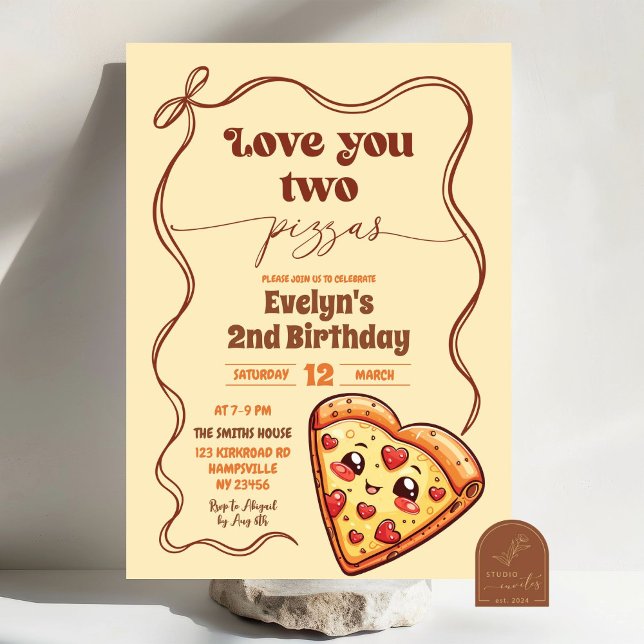 Convites Amor Você Duas Pizzas Arco Segundo Aniversário Fes (Criador carregado)