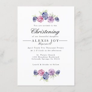 Convites Amoreira  Watercolor Wreath Christening