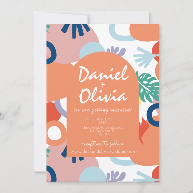 Convites Amostra de padrões da floresta moderna com casamen (Frente)