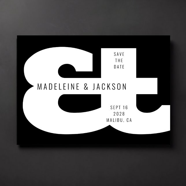Convites Ampersand Bold Typografia Black Salvar Data (Criador carregado)
