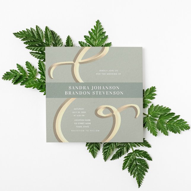 Convites Ampersand Dourada Sage Green Weditation (Criador carregado)