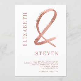 Convites Ampersand dourado de rosa chic nomes casamento