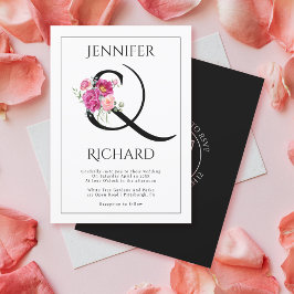 Convites Ampersand e buquê do casamento QR com rosas cor-de