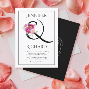 Convites Ampersand e buquê do casamento QR com rosas cor-de