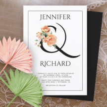 Ampersand e peões de pêssego casamento floral