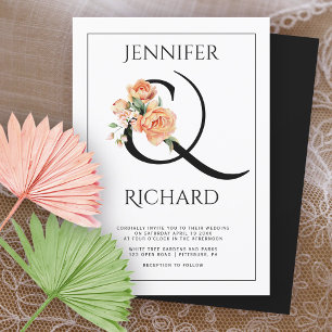 Convites Ampersand e peões de pêssego casamento floral