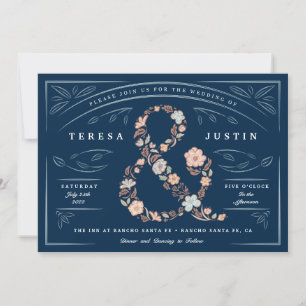 Convites Ampersand Floral Wedding Invitation