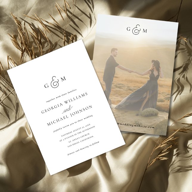 Convites Ampersand Monograma All in One Weding Invitation (Criador carregado)