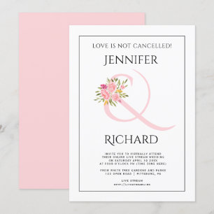Convites Ampersand rosa, casamento virtual rosa rosa