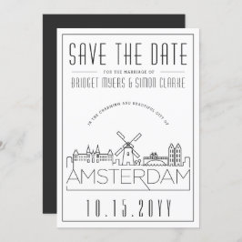 Convites Amsterdam Wedding Stylized Skyline Salvar Data