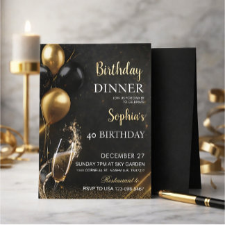 Convites An elegant black birthday invitation