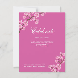 Convites Anabelle Pink Blossoms Bat Mitzvah Recepção