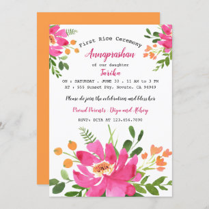 Convites Anaprashan, Arroz Floral de Primeira Cauda Rosa