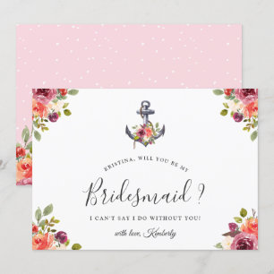 Convites Anchor Floral Náutico Você Será Minha Porta-Pontas